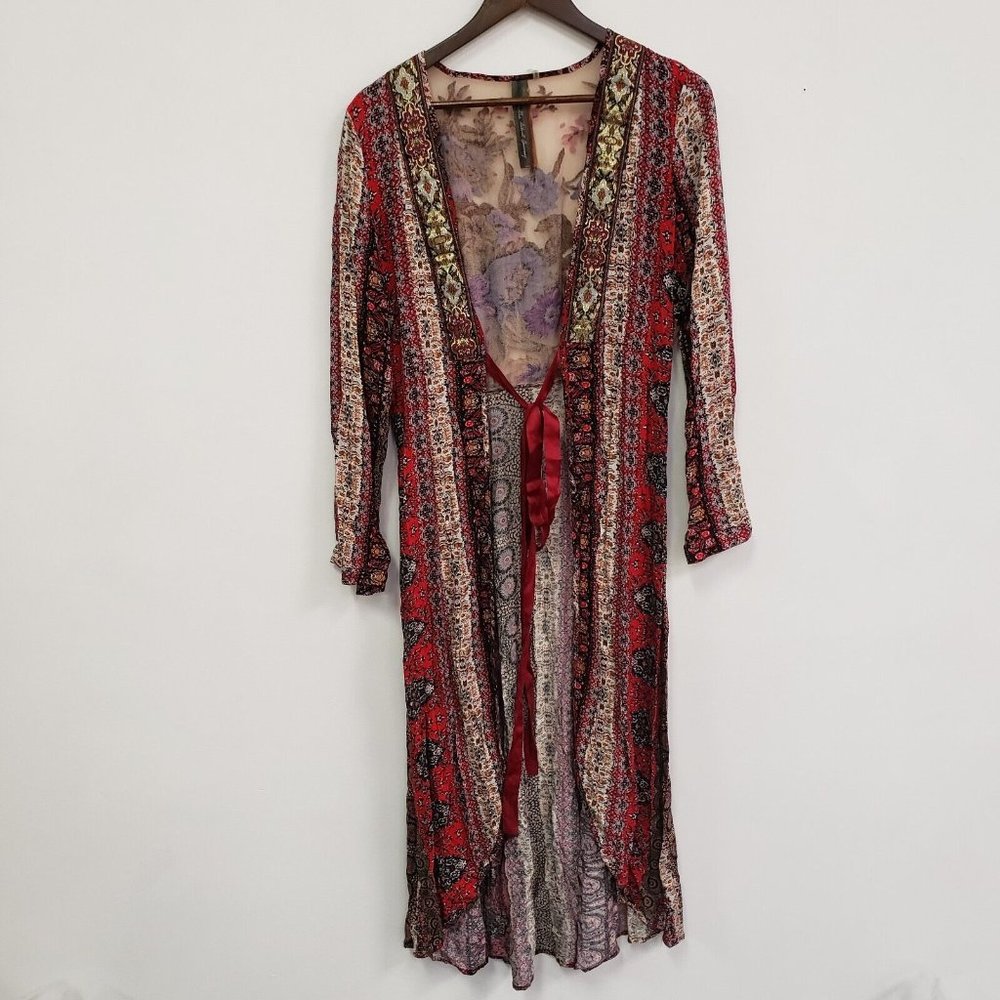 Aratta Red Bohemian Cardigan Sweater